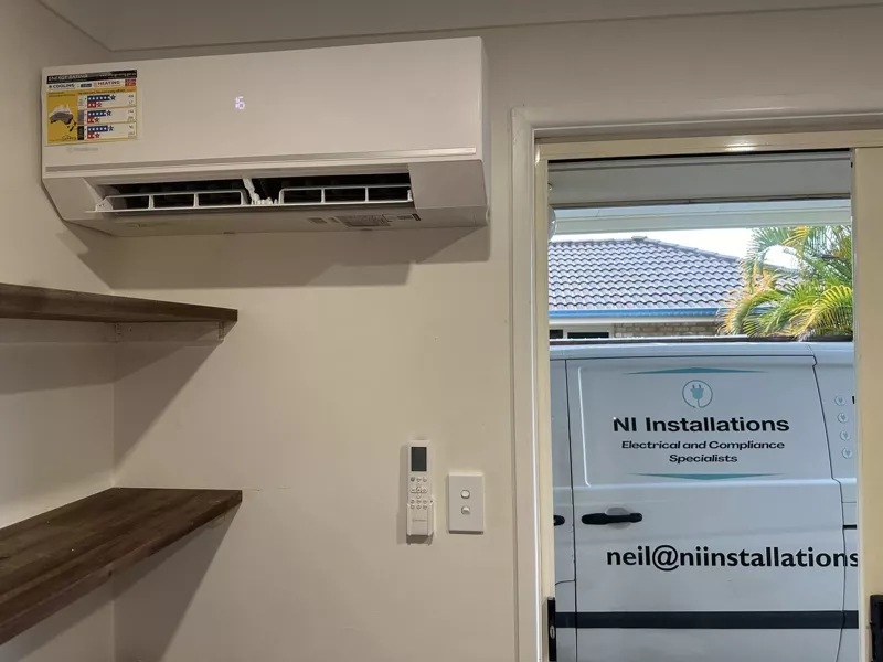 Split system air conditioner installed with wall controller by NI Installations